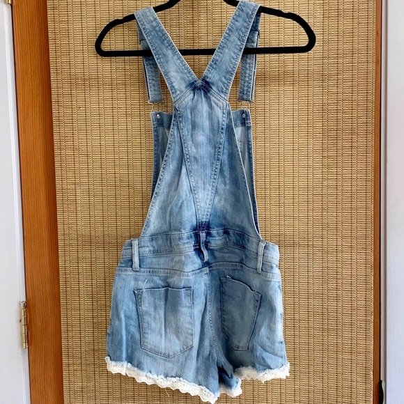 Mossimo Light Wash Lace Trim Shortalls from Target - Picture 8 of 10